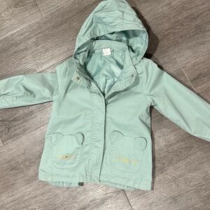 Kids Light Green Hooded Jacket